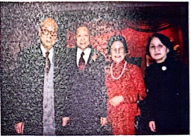 Yang Shanshen and his spouse at Chow's 80th birthday exhibition in 2002